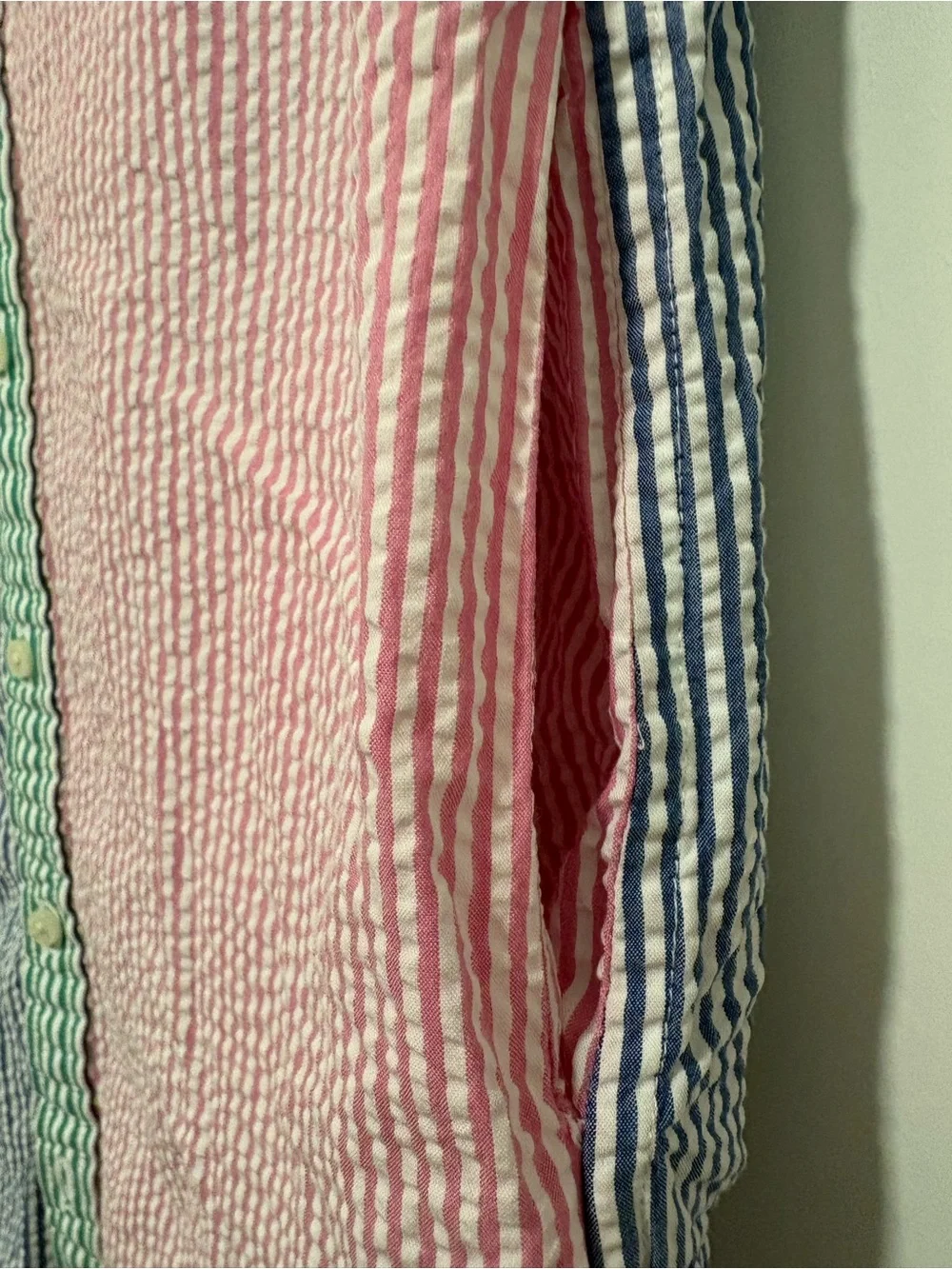 Polo Ralph Lauren Girls 6X Colorblock Seersucker Shirt Dress Pink Green Blue